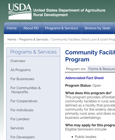 USDA Community Facilities Direct Loan and Grant Program Webinar